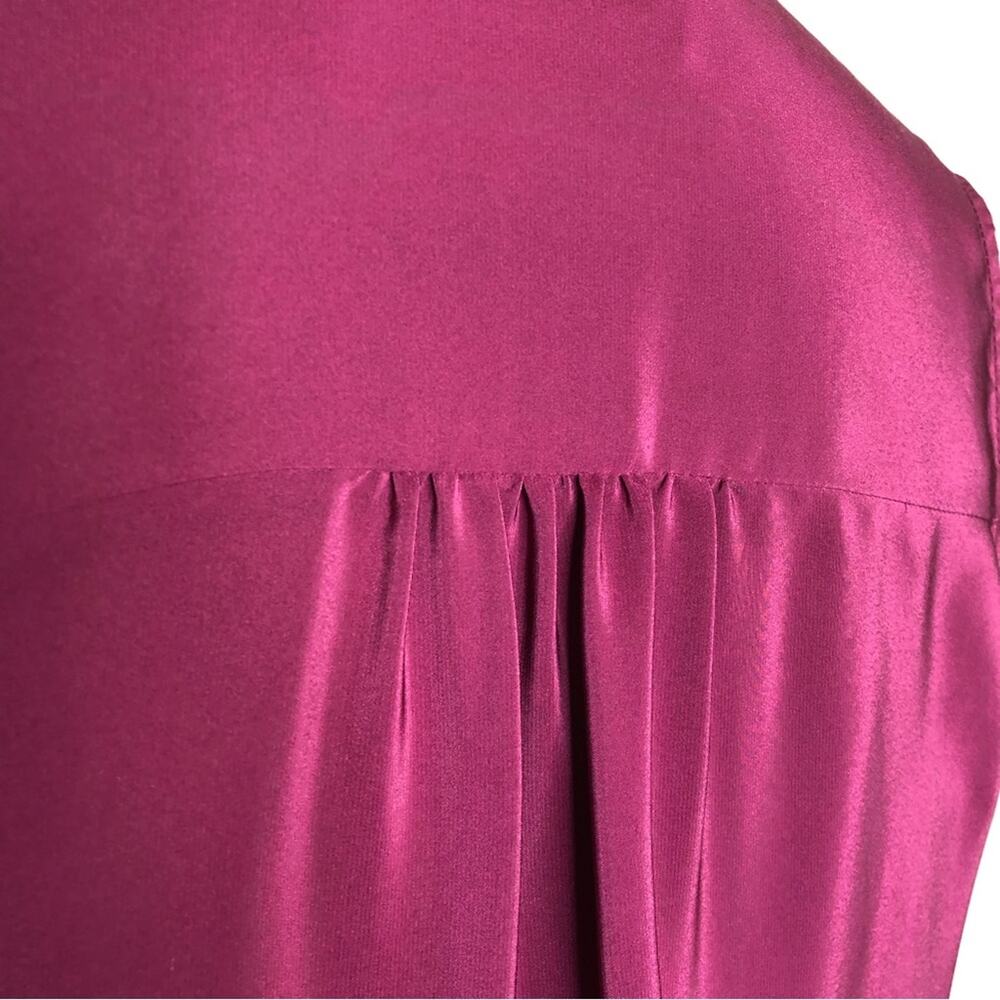 Amanda Uprichard magenta purple black faux leather collar silk dress size Medium - Picture 7 of 14